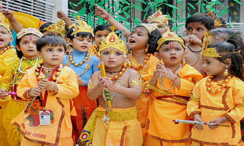 Childrens wearing Krishna Dress