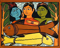 A lady carrying a lamp