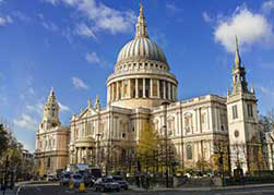St Paul's Cathedral dome on Ludgate Hill, London UK