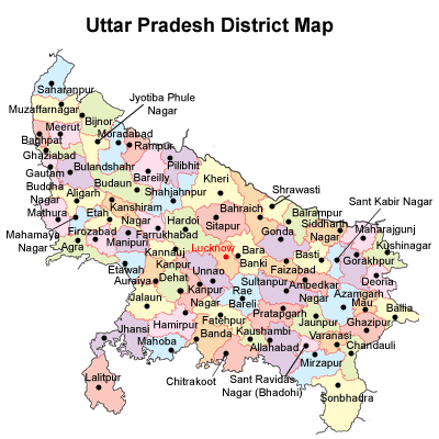 Uttar Pradesh district Map